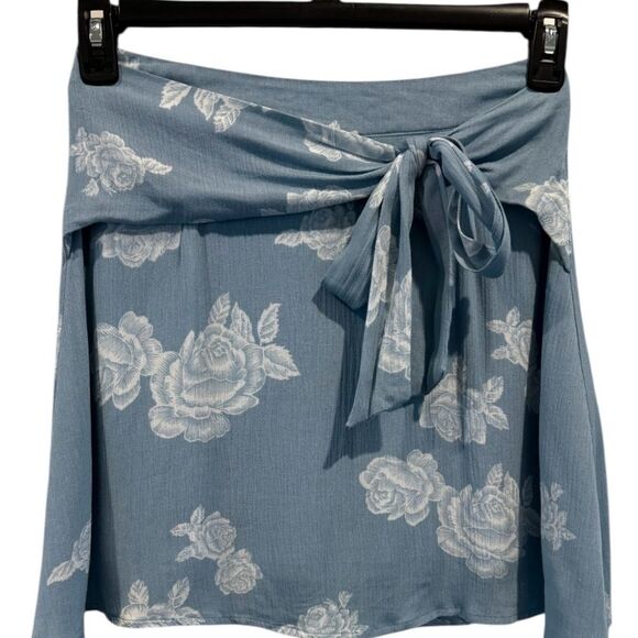 NWT Sadie & Sage Light Blue Faux Wrap Skirt - Picture 1 of 8